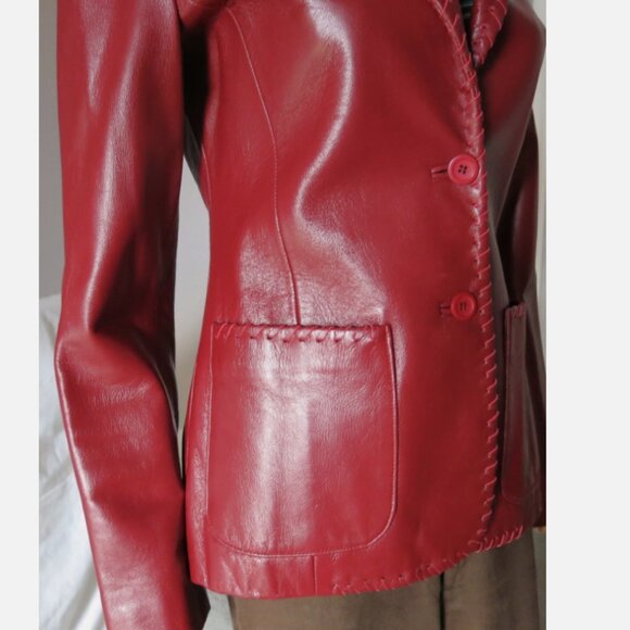 Identify Leather Jacket Red Size 6 - Picture 4 of 6